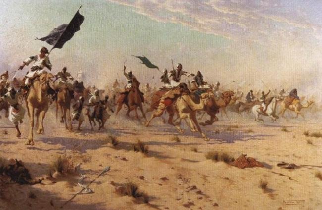 Robert Talbot Kelly Flight of the Khalifa after his defeat at the battle of Omdurman Spain oil painting art